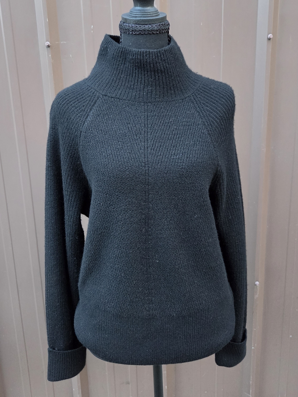 Rachel Zoe Black Marino Wool Ribbed Turtleneck Sweater